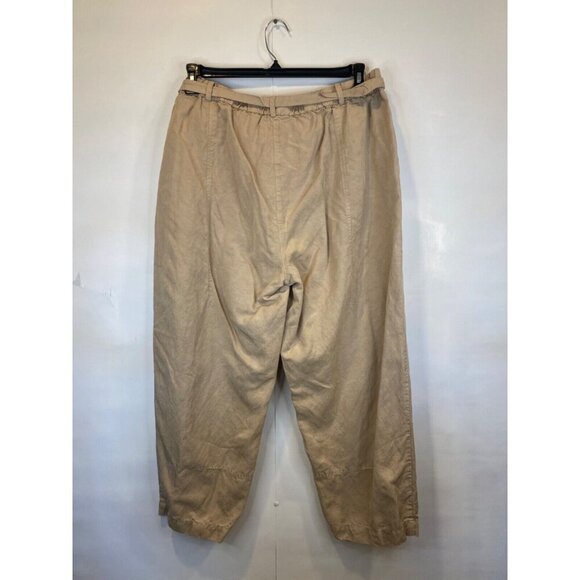 Eileen Fisher Large Khaki Tencel Linen Ankle Pant Tie Waist EUC - Picture 5 of 6